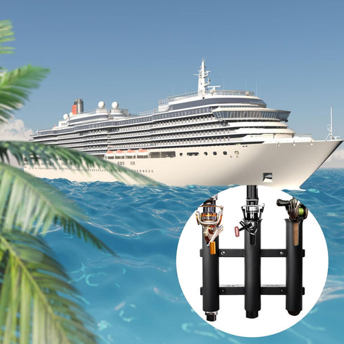 Fishing Rod Holder Bracket, Tube 3 Rod Rack for Boat, Kayak, Garage Storage or Truck, Side-Mount (Black)
