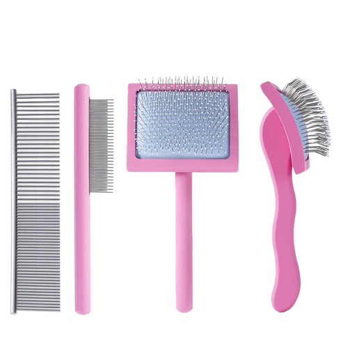 Werduoland Gently Grooming Slicker Brush with Coated Tips for Long-Haired Dogs-Ergonomic Wooden Handle, Long Pins