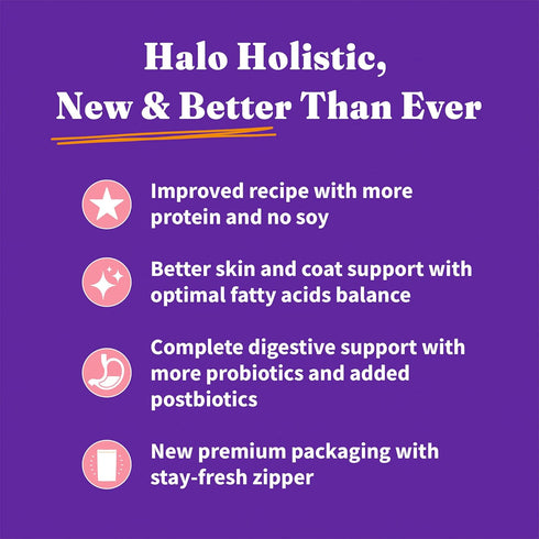 Halo Purely for Pets Holistic Dog Food, Complete Digestive Health Wild-Caught Salmon and Whitefish, 3.5 lb Bag