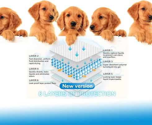 Blue Sky Wish 50 Count 24" 24" 24x24 inch Pet Training Pads, Size Large x Puppy Pads, Absorbent Disposable Pee Pads