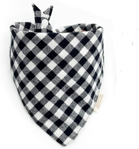 ZIRVYIR Christmas Plaid Dog Bandana with Button, Fall Dual Layer Scarf Soft Cotton