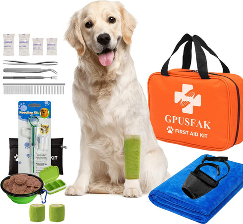 Pet First Aid Kit for Dogs and Cats, Emergency Kit for Camping, Hiking, Traveling, and Sports