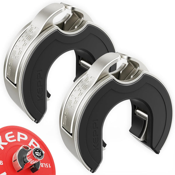 KeppiFitness C-Shape Barbell Clips for Weight Lifting, Fast Lock/Removal 2 Inch Olympic Barbell Collars