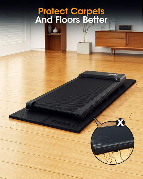 THAILE Treadmill Mat, Foldable Exercise Equipment Mat, 1/4“ Thick Waterproof for Home Yoga