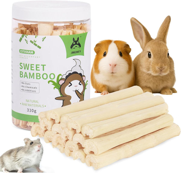 JONSNTY 25-28 PCS 330g Natural Sweet Bamboo, Chew Toys for Rabbit, Guinea