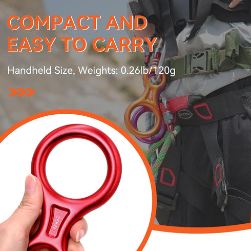 Rescue Figure 8 Descender Climbing Gear, 35KN/3500kg 7075 Aluminum Alloy Rigging Plate for Belaying and Rappeling
