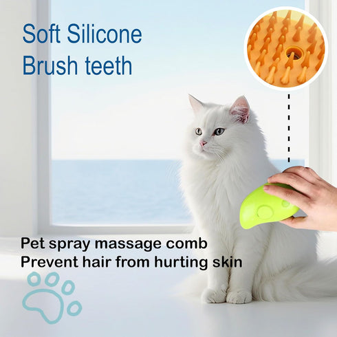 Cat Steamy Brush, Grooming Tool for Cats and Dogs with Steam Function, Massage, and Shedding Hair Removal