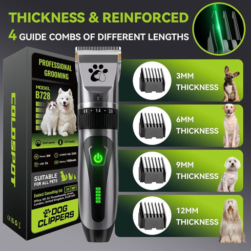 Trimmer, 2-Speed Trimmer Coldspot Dog Clippers Cordless, Professional Cat Low Noise Dog Grooming Kit, Pet for Small