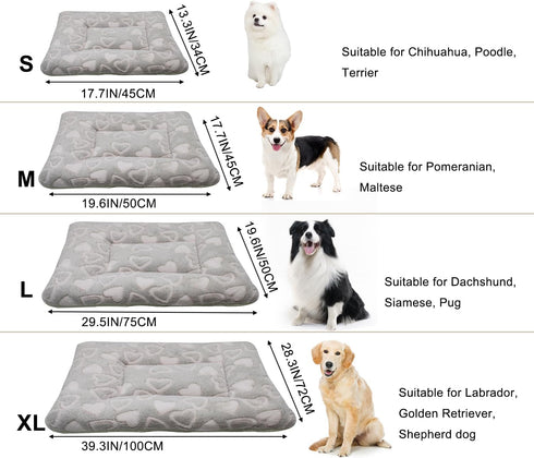 Cat Dog Bed Mat & Blanket, Reversible Pets Crate Pad Bed Mat and Ultra Soft Warm Fleece Calming Blanket for Small Puppy