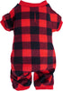 Pet Christmas Pajamas, X-Large Red Black Buffalo Plaid Jumpsuit for Dogs & Cats, Soft Winter Clothes
