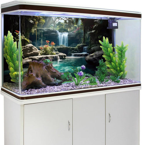 AWERT 48x20 inches Tropical Waterfall Aquarium Background, Natural Plants Fish Tank Decor, Reptile Habitat