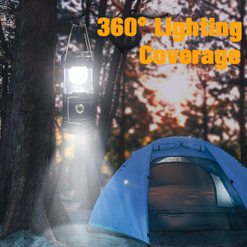 XTAUTO 4-Pack Collapsible Portable LED Camping Lantern Lightweight Waterproof Solar USB Rechargeable LED Flashlight