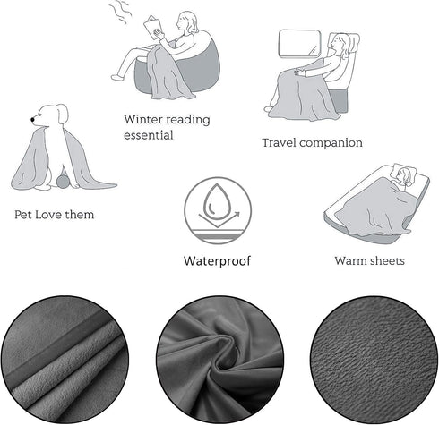 Ameritex Reversible Pet Bed Blanket, 100% Waterproof Velvet, Super Soft for Sofa and Bed, 68x82 Inches, Light Grey+Grey