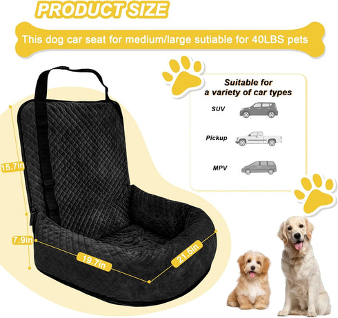 Dog Car Seat for Small Medium Dogs,Detachable Washable Travel Safety Pet Booster Seat, Comfy Ultra Soft