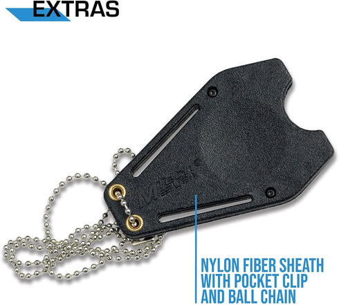 MTech USA Fixed Neck Knife - Black Blade and Handle, Full Tang with Nylon Fiber Sheath