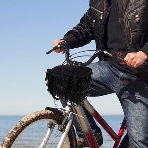 BESPORTBLE Front Folding Bike Basket with Removable Liner Bag Quick Release Bicycle Carrier for Small Dogs Cats Picnic