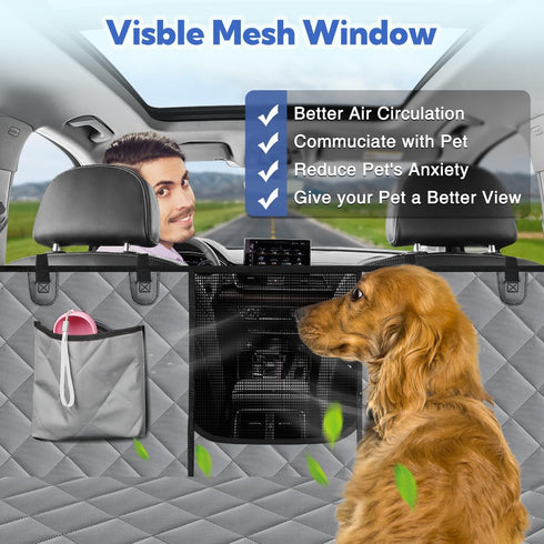 Hammock 600D Kytely Dog Car Seat Cover for Back Seat,Waterproof with Mesh Window, Anti-Scratch Nonslip Car Seat