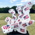 US Flag Golf Putter Cover - Premium Leather Blade Headcover with Magnetic Closure, White Golf Accessories for Men