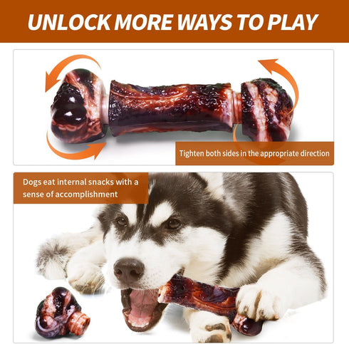 Dog Toys for Aggressive Chewers - Long-Lasting Nylon Chew Bones for Medium to Large Breeds, Teething Toys (Brown)