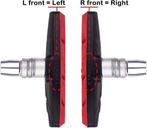 Hotop 2 Pairs V Bike Brake Pads with Hex Nuts and Spacers, V Bicycle Brake Blocks Set 70 mm