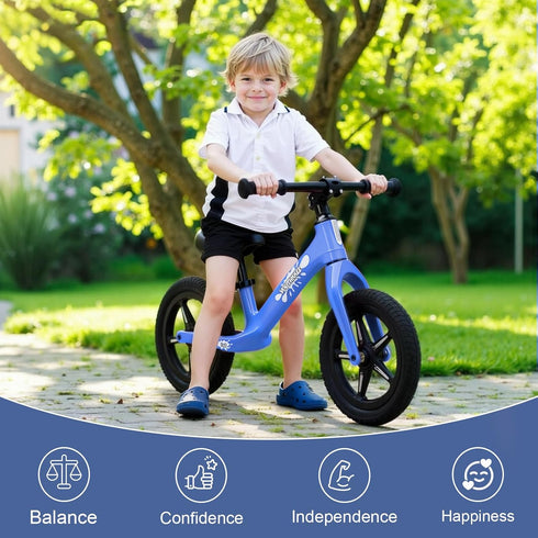 2 12 Inch 2-5 Toddler Balance Bike Year Old, Colorful Lighting No Pedal Kids Toy Bike, Tool-Free Adjustment, Quick