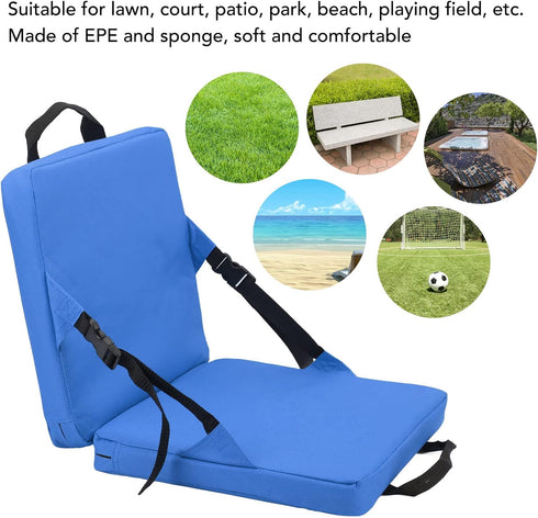 600D Stadium Seat Cushion, Portable High Back Soft Patio Cushion Foldable Chair Cushion with Storage Pocket, Kayak Seat