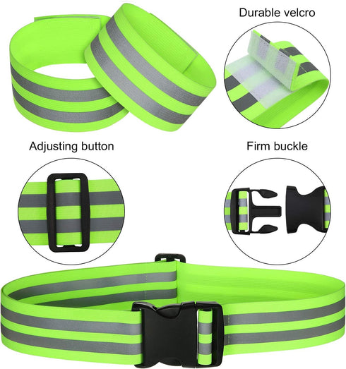Hotop 6 Pieces Reflective Band Strap, High Visibility Safety Glow PT Belt for Arm, Wrist, Ankle, Leg Running Cycling
