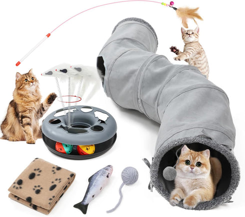 TSEB4TEP Cat Tunnel, Indoor Cat Toy, Roller Track Cat Toy, Collapsible S-Shaped Play