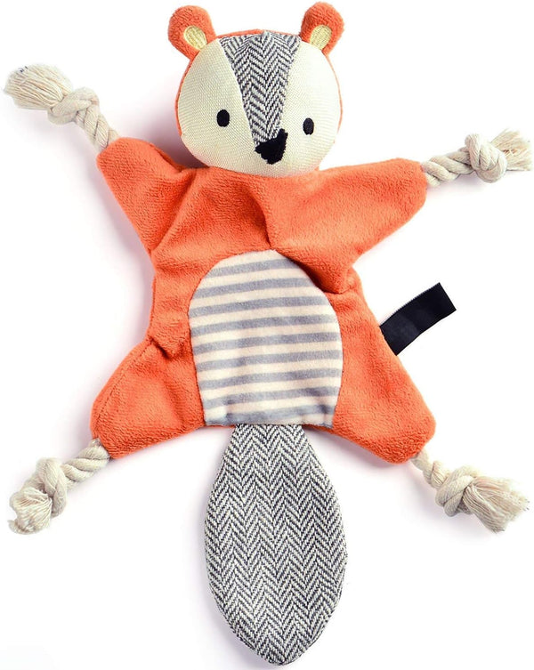 Vitscan Squirrel Plush Toy, Stuffless Dog Chew Toy with Rope Knots, Crinkle Squeaky Toy for Small Dogs