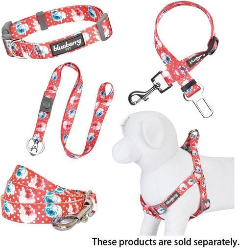 Blueberry Pet 9 Patterns Step-in Spring Scent Inspired Rose and Polka Dot Print Dog Harness, Chest Girth 16.5" - 21.5"