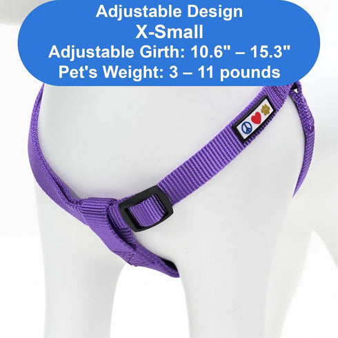Pawtitas Purple Solid Color Step in Dog Harness, Extra Small Vest Harness for Puppy Training and Walking