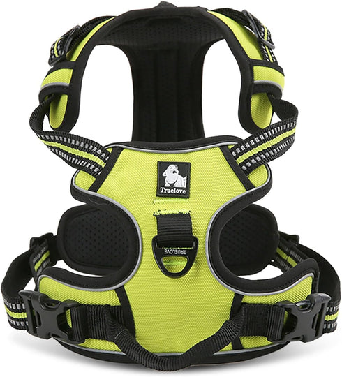 TRUE LOVE TLH5651 Adjustable No-Pull Dog Harness, Reflective Pup Vest Harnesses in Neon Yellow, Size L