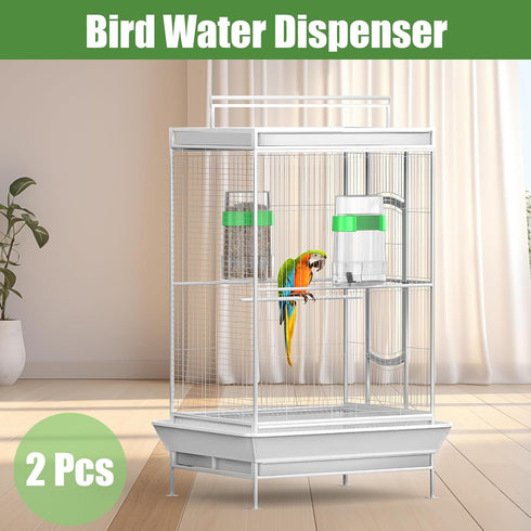 CLPOAWC Bird Water Dispenser, 2 Pcs Automatic Bird Feeder for Budgies, Parakeet Cage Accessories, Clear