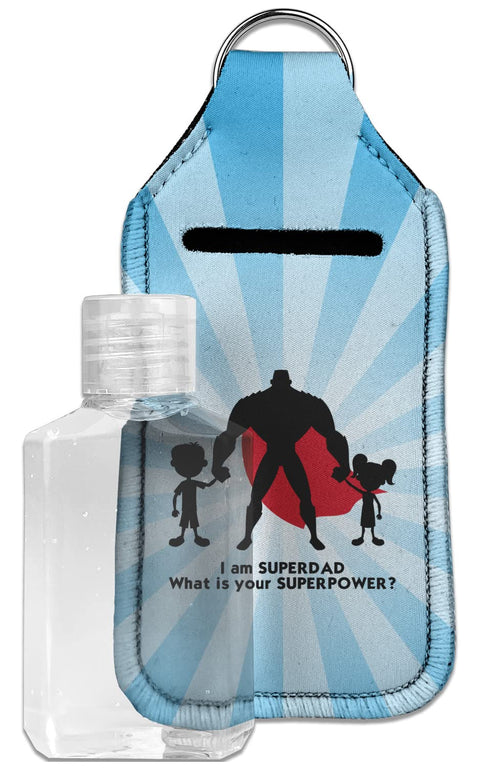 Personalized Super Dad Hand Sanitizer & Keychain Holder - Large
