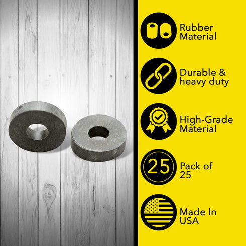 Rubber Spacer & Washer Kit (1/8 Inch - Pack of 25) | Universal Rubber Washer Spacer O Rings for Screws