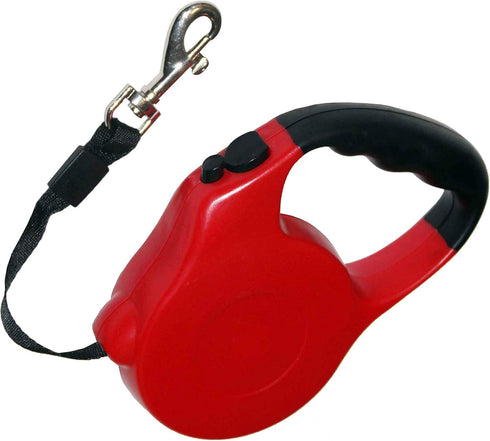 16ft Belt Retractable Dog Leash, 2 Release Stop Buttons, up to 45 Lbs, Red