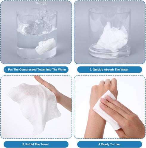 Meyeyaia 140 Pack 11x 7.87inch Disposable Compressed Face Towels for Travel - Portable Compressed Towel Tablets