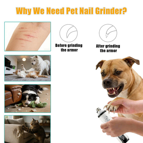 Partekavo 2026 2 3 Trimmers,2000mAh (2 New Ultra Quiet Pets Nail Grinder with Lights,Adjustable Speeds Dog Nail