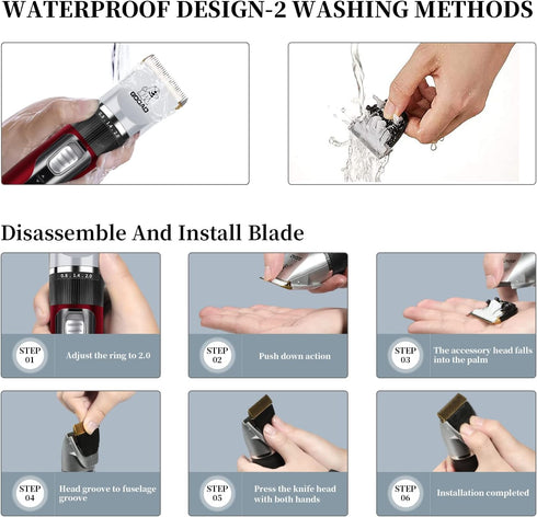 Trimmer,Cordless,Low Trimmer Dog Clippers Grooming Kit and Paw Noise, Electric Quiet,Rechargeable, Dog Grooming, Pet
