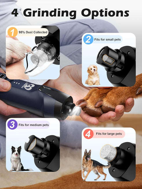 6-Speed 50%+ Trimmers 2 2000mAh 4.8V Casfuy Dog Nail Grinder Boost Power Dog Nail Quiet with Dust Cap & LED Lights
