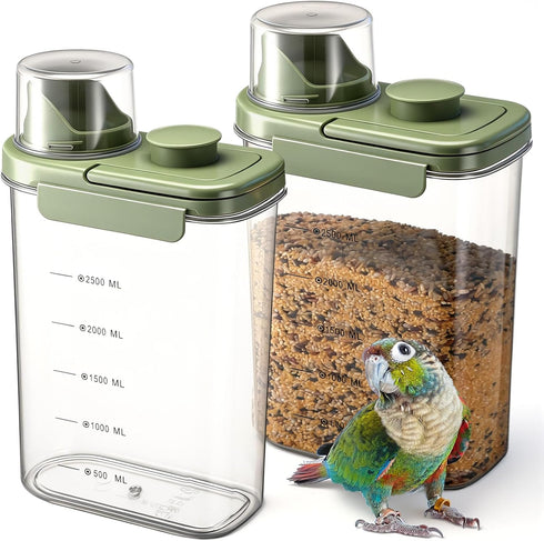 Maxdot 2 Pcs Bird Seed Storage Container 3 Qt/2.8 L with Tight Lids