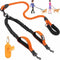 Lukovee Double Dog Leash - No Tangle 360° Swivel Heavy Duty Reflective Lead for Dogs (Orange, L)