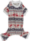 Xmas Grey Red Cotton Clothes Dog Pajamas Jumpsuit for Pets, Medium 16"