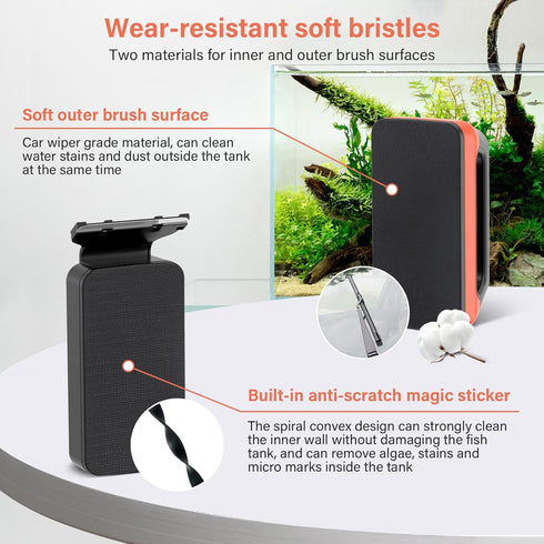 hygger Fish Tank Magnetic Glass Cleaner, Two Detachable Algae Scraper for Small Aquariums