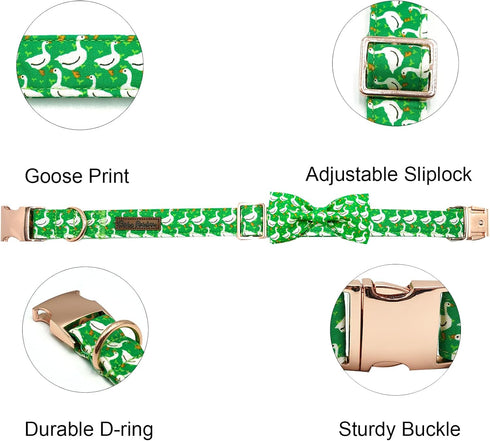 Adjustable Dog Collar for X-Large Dogs, Green Gooses Summer Holiday Pet Collar for Boys & Girls