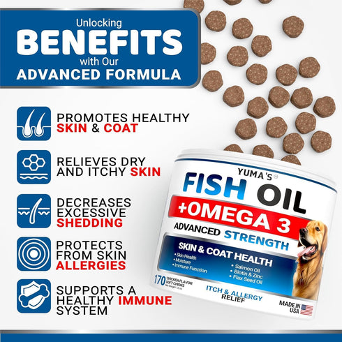 (2-Pack) Omega 3 Fish Oil for Dogs - Skin and Coat Supplement - Allergy Support - Dog Anti Shedding Treats - Salmon
