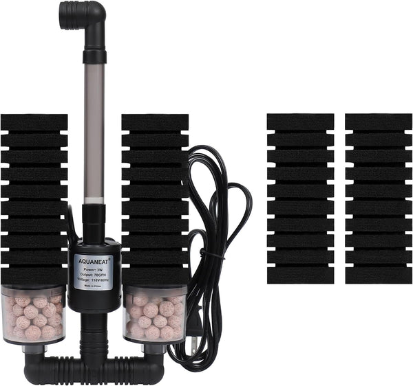 AQUANEAT Aquarium Electric Sponge Filter for Fish Tank, with Pump, with 2