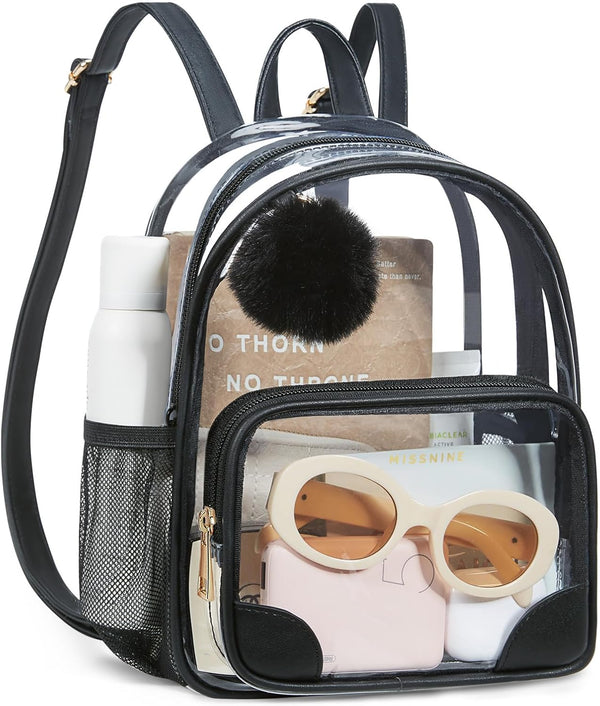 Missnine Small Clear Backpack for Stadium Events Anti-theft Mini Clear Bag for