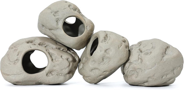 ALEGI Aquarium Rock Cave Decor, Set of 4 for Shrimp and Cichlid Hiding and Breeding
