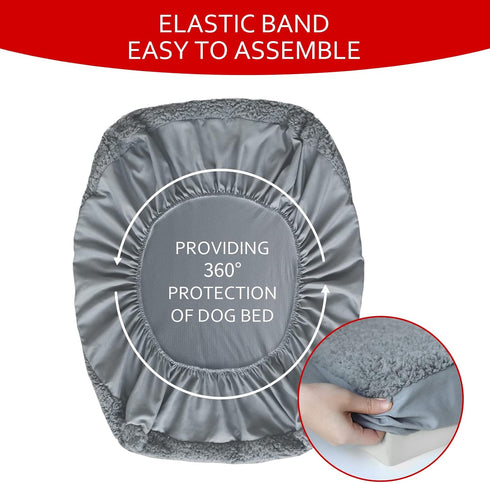 Dog Bed Covers Soft Plush Replacement Washable Grey, Waterproof Liner 36x27 Inches, Cover Only